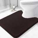 Arotive Bathroom Toilet Rugs U Shaped 24x20, Extra Soft Absorbent Shaggy Chenille Contour Bath Rugs for Toilet, Machine Washable Non-Slip Contoured Bath Mats, Brown