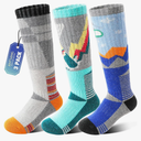 ANTSANG 3 Pairs Kids Merino Wool Ski Socks Boys Girls Thermal Thick Warm Winter Cozy Socks for Skiing Snowboarding