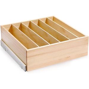 Pull Out Cabinet Organizer with Divider, 23''W21''D7''H Soft Close Wood Drawer for Kitchen Pantry, Finished, Heavy-Duty, Bottom Assembly (Wood Drawer Part Width is 22'')