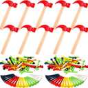 10 Pcs Kids Wooden Hammer Toy with 100 Pcs Colorful Wood Golf Tees, Small Plastic Hammer Simulation Hammers Educational Toys for Children Gift Birthday Party Halloween (Red)