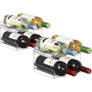 Lifewit Plastic Stackable Wine Rack for Refrigerator, Cabinet, Countertop,Wine Bottle Holder, Water Bottle Organizer for Fridge, Pantry, Hold 8 Bottles (Clear)