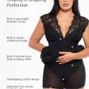 Popilush Women's Lace Formal Cocktail Sleeveless V Neck Maxi Shapewear Dress Wedding Guest Mother of Bride Split Dresses (Black, L)