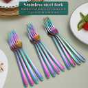 Kyraton Rainbow Dinner Forks Set of 12, 8.15" Stainless Steel Table Forks Silverware Set for Home, Restaurant, Hotel, Dishwasher Safe
