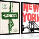 New York City Wall Art Nyc Canvas Wall Decor Vintage New York Pictures Poster Trendy Minimalist Wall Art Retro Prints New York City Painting Modern Artwork for Living Room 16x24 Inch Framed Set of 2