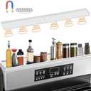 BFONS 30 Inch Silicone Magnetic Stove Top Shelf, Kitchen Over Stove Spice Rack Shelf Apartment Home Must Haves Kitchen Gadgets for Above Stovetop Seasoning Organization Storage (White)