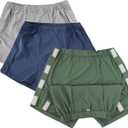 3 Pack Tear Away Underwear, Post Surgery Boxer Briefs for Men, Disabled Adaptive Underwear, Stick-on Briefs, XS/W23 (Medium, Green/Blue/Light Gray)