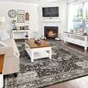 RUUGME Washable 8x10 Area Rugs - Large Rugs for Living Room Stain Resistant Carpet Vintage Rugs for Bedroom with Non Slip Backing Home Decor Floor Decoration Mat (8x10 Black) (8' x 10' (Rectangular))