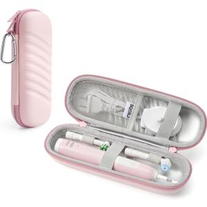 Electric Toothbrush Case for Oral-B Pro/iO/Philips Sonicare, Waterproof Traveling Toothbrush Storage Bag with Mesh Pocket Covers Protection (Pink)