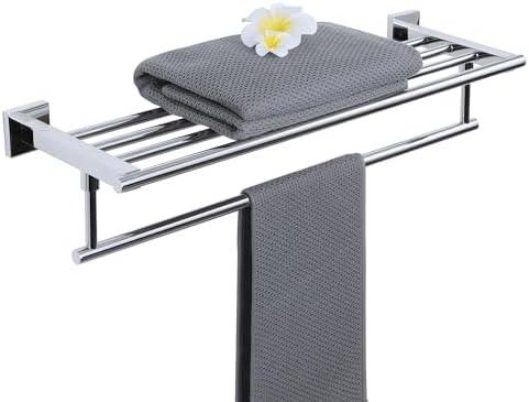Alise 24 Inch Towel Racks for Bathroom, Towel Rack Wall Mounted with Tower Bars, SUS 304 Stainless Steel Bathroom Shelf, Heavy Duty Hand Towel Holder (Polished Chrome