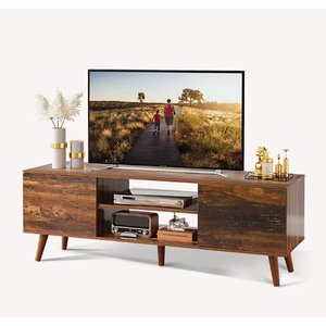 WLIVE TV Stand for 65 Inch TV, 58 inch Entertainment Center with 2 Storage Cabinets, Media Console for Living Room, Bedroom and Office, Black