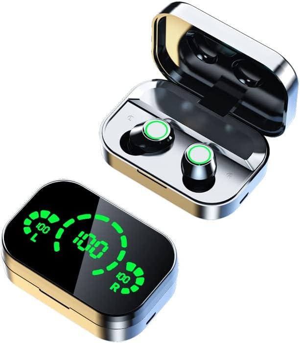 Wireless Earbuds Bluetooth 5.4, 30 Hours Playtime with LED Display Charging Case, Deep Bass Sound, IPX5 Waterproof Earphones Compatible with iPhone, Android and Laptop