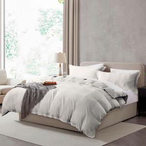 Hearth & Harbor Queen Duvet Cover Set - Queen Soft Prewashed Off White Duvet Cover, 3 Piece Set with Zipper Closure, 1 Duvet Cover 90x90 inches and 2 Pillow Shams