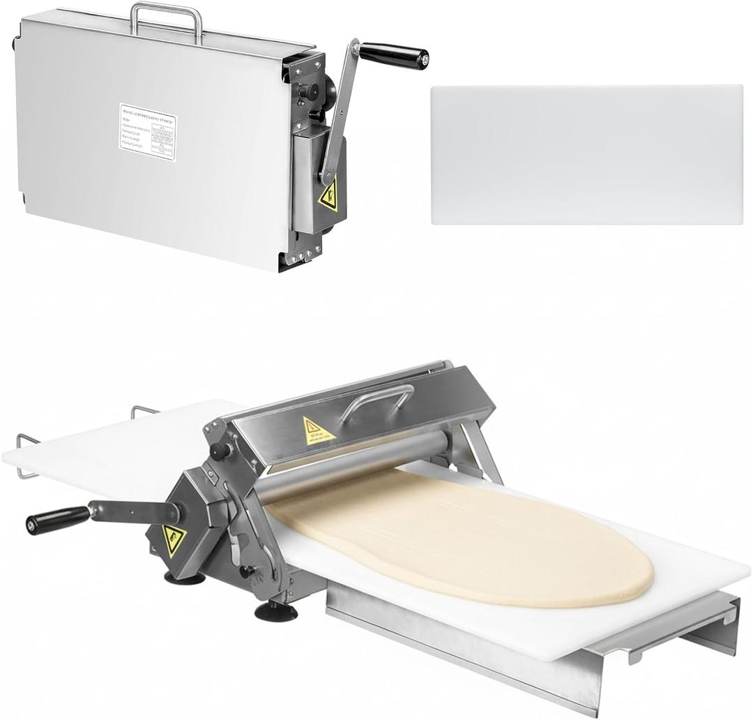Stainless Steel Folding Dough Press Sheeter with 2 Rolling Boards Stainless Steel Dough Roller Machine 55 Adjustable Thicknesses & 0-25mm for Croissants Pizza Pie Crust and Pastry
