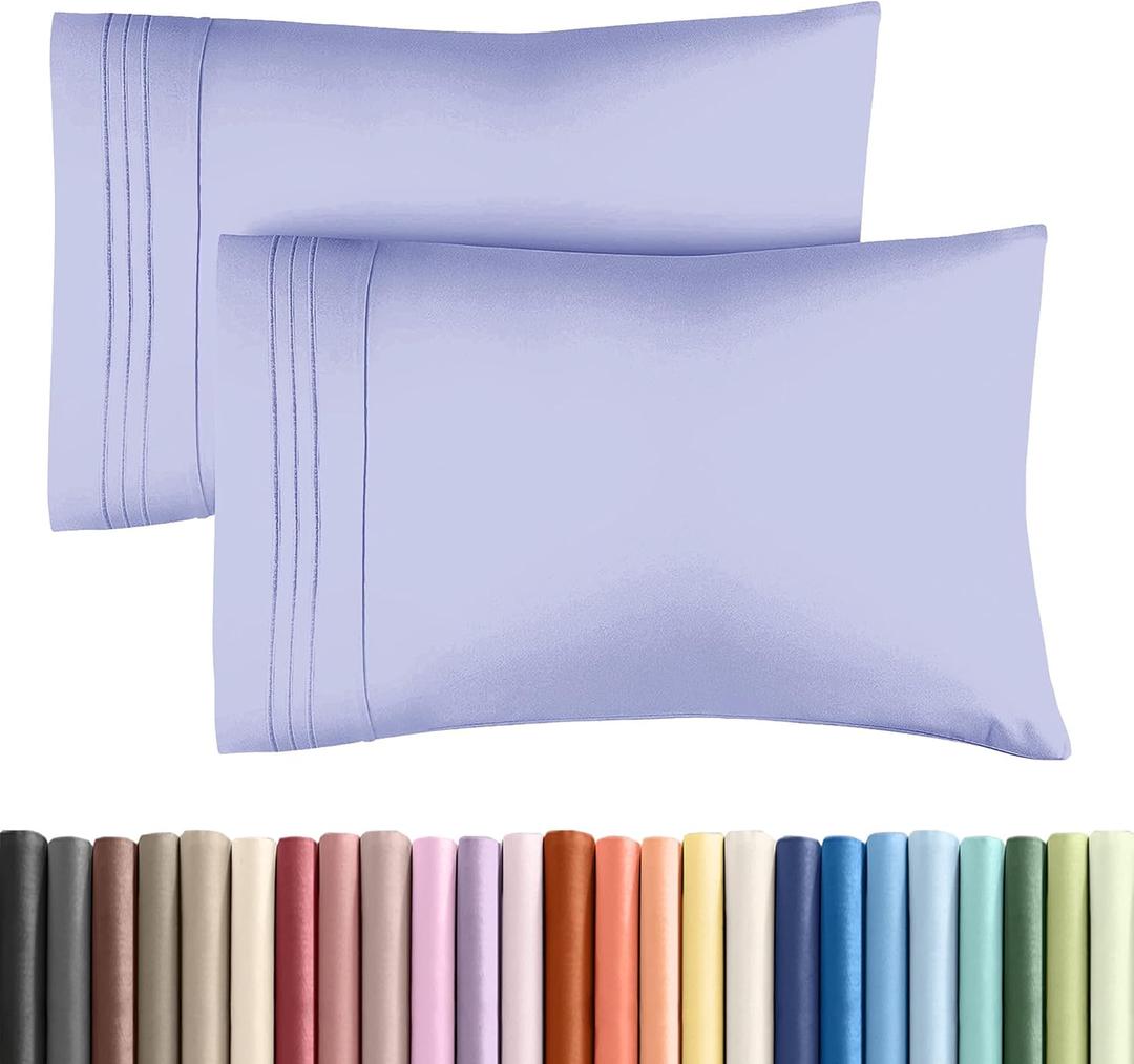 Queen Pillow Cases Set of 2 - Ultra Soft Hotel Quality Pillowcase Covers - Comfy, Cozy & Wrinkle Free - Shrinkage, Stain & Fade Resistant - Machine Washable Pillow Protectors - 2 Piece Set - Lavender