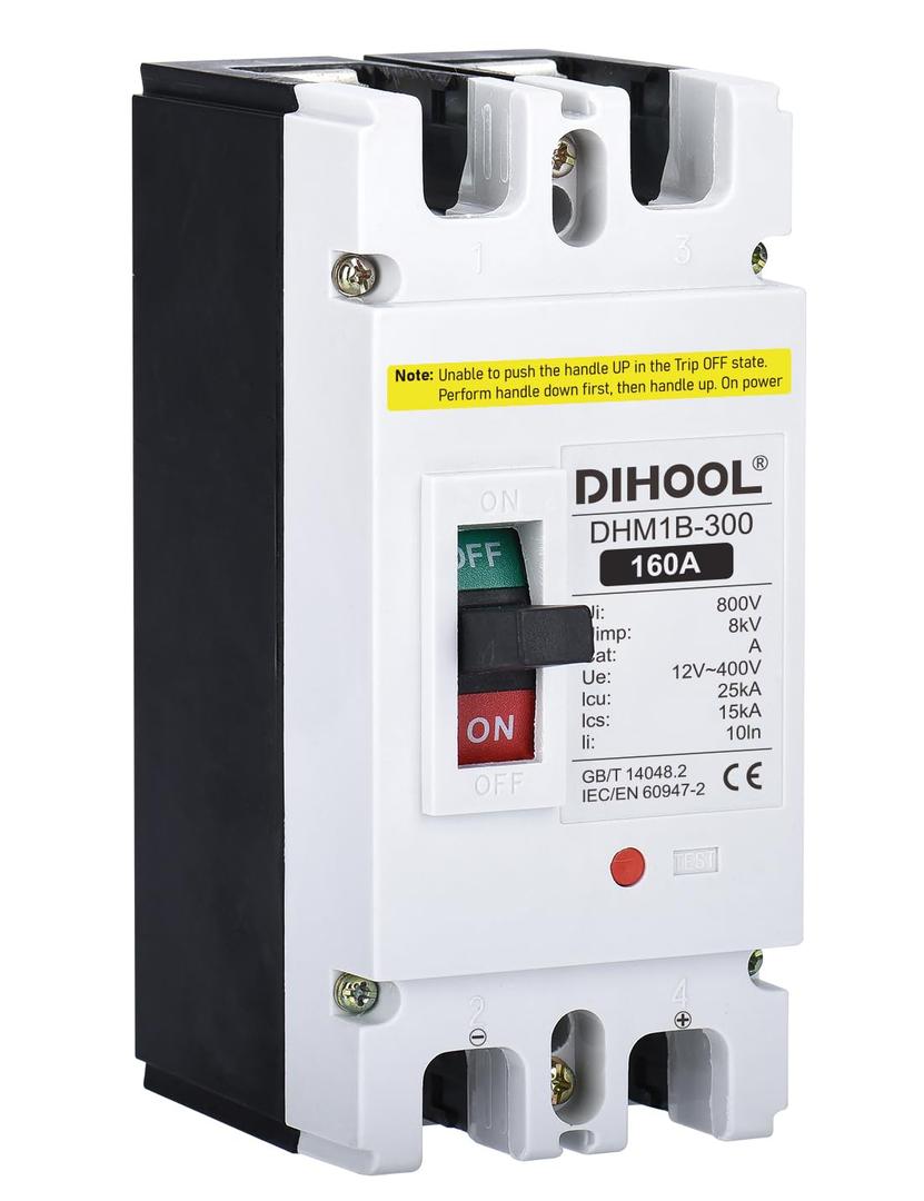 DIHOOL Main 160 Amp DC Circuit Breaker, 500V Battery Disconnect Switch, Master Switch for Car RV Marine Boat Power Station