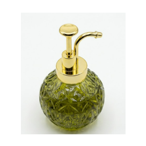 Birugen Vintage Soap Dispenser for Bathroom,Glass Kitchen Soap Dispenser with Pump, Farmhouse Antique,Cute Small Rustic Decor(Green Gold)