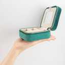 Velvet Jewelry Box Travel Jewelry Organizer with Mirror Soft Plush Case for Necklaces, Earrings, Bracelets & Rings Gift for Women, Girlfriend, Mom or Best Friend (Premium Velvet - Emerald green)
