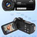 Camcorder,FHD 4K Video Camera,56 MP WiFi Vlogging Cameras for YouTube with IR Night Vision,18X Digital Zoom 3.0''Touch Screen Digital Camera with 64GB Card,Remote Control,Webcam and Battery, Black