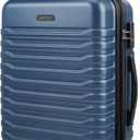 LIGHT FLIGHT Expandable Carry On Luggage 22x14x9 Airline Approved with Double Spinner Wheels, 20 Inch Lightweight Hard Shell Rolling Suitcases with TSA Lock, Blue