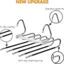 Kalimdor Pants Hangers 2 Pack Space Saving Metal Closet Organizer, Clothes Pants Hangers, Anti-Slip Design, Closet Organizers and Storage for Pants Jeans Skirts Scarf Leggings