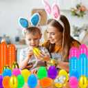 100 PCS 2.4" Plastic Easter Eggs with 6 Golden Eggs, Empty Fillable Bright Colorful Eggs for Kids Boys Girls Easter Hunt Classroom Prizes Basket Stuffers Easter Party Favors