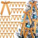 Riceshoot 30 Pcs Velvet Christmas Bow for Christmas Tree, 11 x 6.3 Inch Rustic Crafts Gift Bows, Xmas Garland, Large Gifts, Parties, Indoor or Outdoor Xmas Decorations(Khaki)