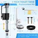 Saillong 3 Inch Toilet Flusher Replacement Kit, Include 3 Inch Adjustable Flush Valve with Flapper, Fill Valve, Front Flush Handle, Rubber Gasket, Bolts, Complete Toilet Parts Inside Tank Kit(1 Pack)