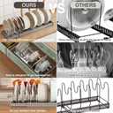 Magheo 2 Pack Expandable Food Storage Container Lid Organizers, 22" Pots and Pans Organizer Under Cabinet with 9 Adjustable Dividers Pot and Pan Lid Holders Rack Inside Cabinet(Gray)