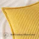 Mecatny Corduroy Throw Pillow Covers 22x22 Set of 2, Neutral Decorative Soft Boho Couch Pillow Covers with Broadside for Sofa Living Room, Mustard Yellow