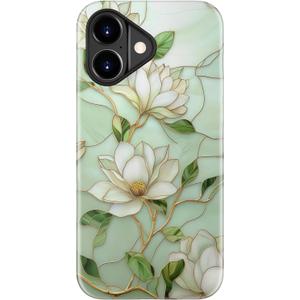STARVIP for iPhone 17 Case Cute - Wireless Charging Compatible - Dual-Layer Hard Shell + Silicone Cover - Aesthetic Protective Phone Case for Women - Vintage Magnolia Flowers