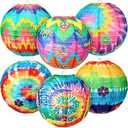 10 Pcs 70s Hippie Party Decorations Tie Dye Groovy Paper Hanging Lanterns Groovy Retro Flower Peace Sign Paper Lanterns for 1960s 1970s Birthday Party Decoration