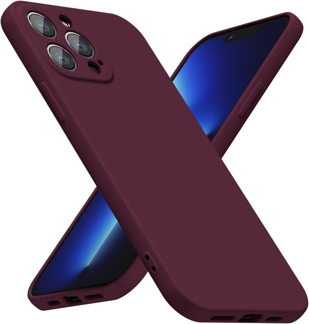 LoeoeL for iPhone 13 Pro Max Phone Case Silicone, Minimalist Ultra Thin Slim Soft Rubber Gel Solid Color Matte TPU Cute Case for Women Men, Girly Plain Aesthetic Design & Camera Cover, Burgundy Maroon