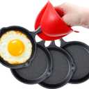 4 Inch Mini Cast Iron Skillet Set with Silicone Mitt, Small Frying Pan with Handle, Pre Seasoned Mini Skillets for Camping, Kitchen Cooking, Indoor and Outdoor (Black)