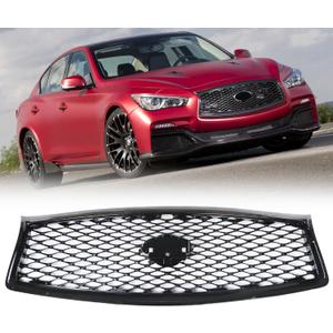 Front Bumper Upper Grill for Infiniti Q50 2014 2015 2016 2017 Front Hood Upper Grill Glossy Black