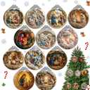 12 Pcs Nativity Scene Ornaments for Christmas Tree Acrylic Religious Xmas 3D Decorations Christian Scene Hanging Ornaments Gifts 3.15 Inch for Christian Christmas Garden Yard Outdoor Home Winter Decor