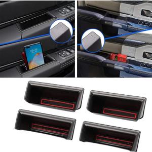 Compatible with RAM 1500 Door Side Organizer Tray 2019-2023,Front Door and Rear Door Set of 4 pcs Compatible with Ram Big Horn/Laramine/Limited/Long Star (red)