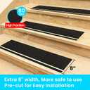 LifeGrip Anti Slip Traction Treads 10-Pack, 8" X 32" with Glow in Dark Stripe, Best Grip Tape Grit Non Slip, Outdoor Non Skid Tape, High Traction Friction Abrasive Adhesive for Stairs Step