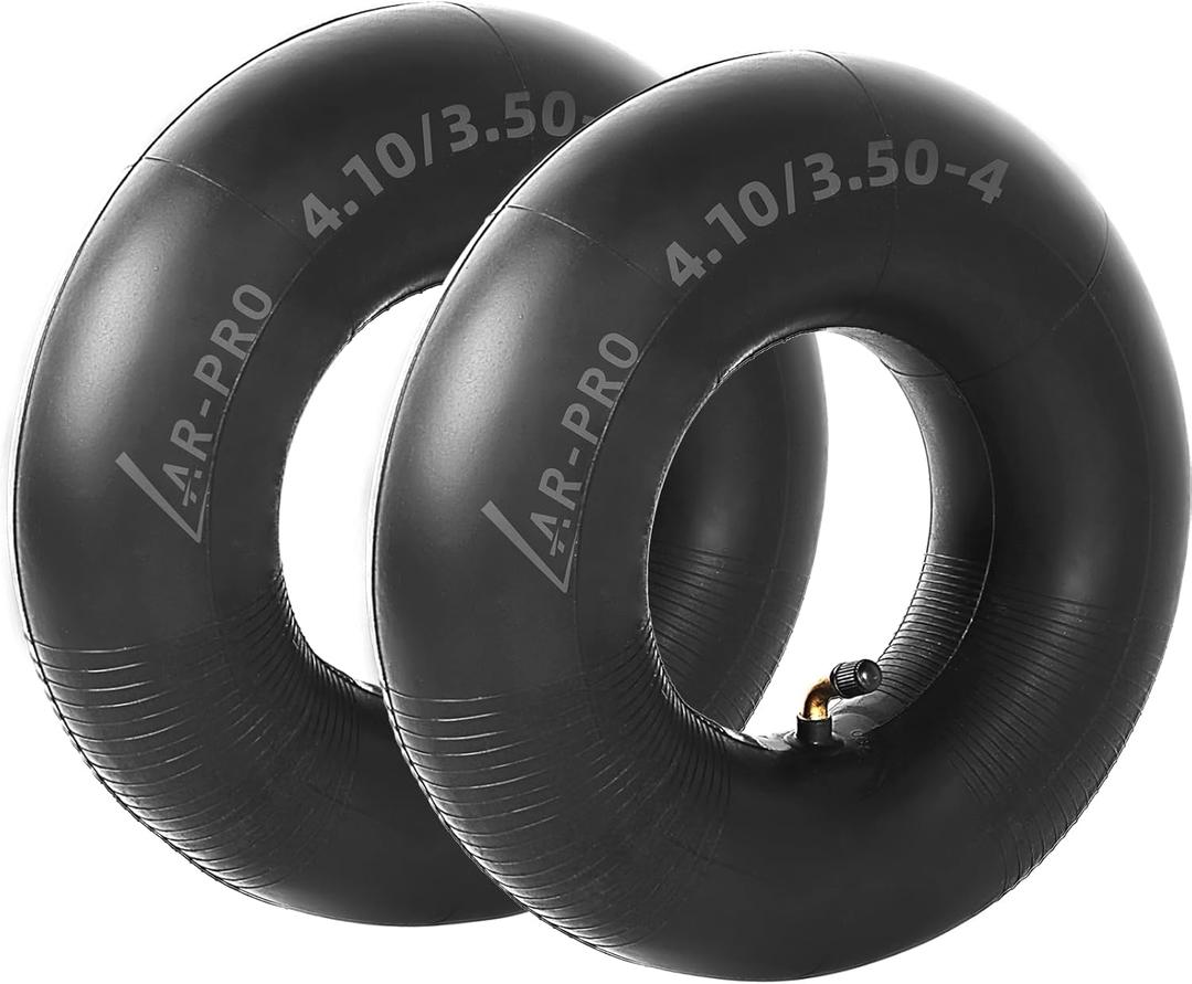 4.10/3.50-4 Heavy Duty Replacement Inner Tube with TR-87 Bent Valve Stem (2-Pack) - for Wheelbarrows, Mowers, Hand Trucks and More 3.50-4 Tire