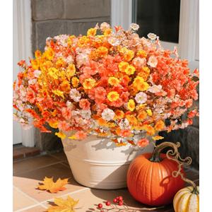 Fake Mums Fall Artificial Flowers Plants for Outdoors Autumn Decoration, 12 Bundles Silk Morning Glory with Eucalyptus Realistic UV Resistant Faux Mums for Outside Planter Yard Garden Home Indoor, Mix (3 Mixed Color(3 Orange, 3 Light Orange, 3 Yellow)) Fake Mums Fall Artificial Flowers Plants for Outdoors Autumn Decoration, 12 Bundles Silk Morning Glory with Eucalyptus Realistic UV Resistant Faux Mums for Outside Planter Yard Garden Home Indoor, Mix (3 Mixed Color(3 Orange, 3 Light Orange, 3 Yellow))