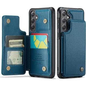 Vinich for Samsung Galaxy S25 Wallet Case with Card Holder, RFID Blocking Credit Slots Kickstand Shockproof Phone Cover Fit for Galaxy S25 6.2" Blue