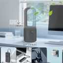Desk Fan Bladeless, 14 Inch USB Rechargeable Tower Fan with 9 Speed Adjustable, 3 Light, 60 Oscillating, 9H Timer, 5000mAh Battery Cooling Small Table Fan for Bedroom, Office, Nightstand, Grey