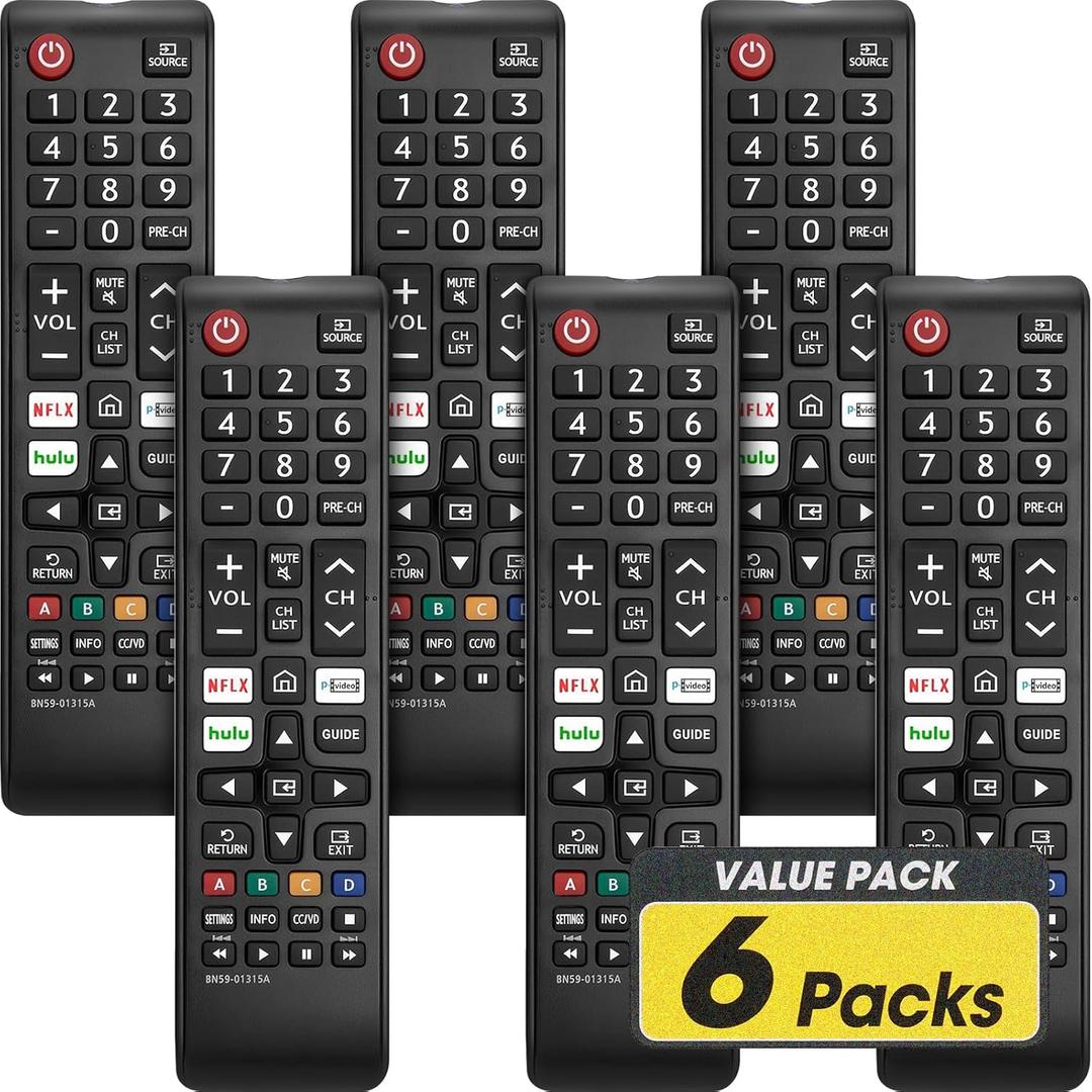 6 Pack Remote for All Samsung TV Remote, Replacement Compatible with All Samsung Smart TVs, Series TVs, LCD, LED, 3D, HDTV