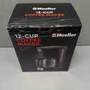 Mueller 12-Cup Drip Coffee Maker - Borosilicate Carafe, Auto-Off, Reusable Filter, Anti-Drip, Keep-Warm Function, Clear Water Level Window Coffee Machine, Kitchen Essentials & Accessories (Black)