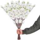 MeiBoAll 10 Bunches Artificial Cherry Blossom Branches,Faux Cherry Blossom Stems, Spring Peach Blossom Silk Flowers, Faux Silk Cherry Blossom Branches for Home Wedding Decoration (White)