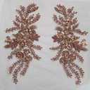 2pc/Pair Luxury Beaded Sequin Flower Embroidery lace Appliques for Wedding Dresses Rhinestone Applique Patches Embroidery lace parches ropa (Coffee Golden)