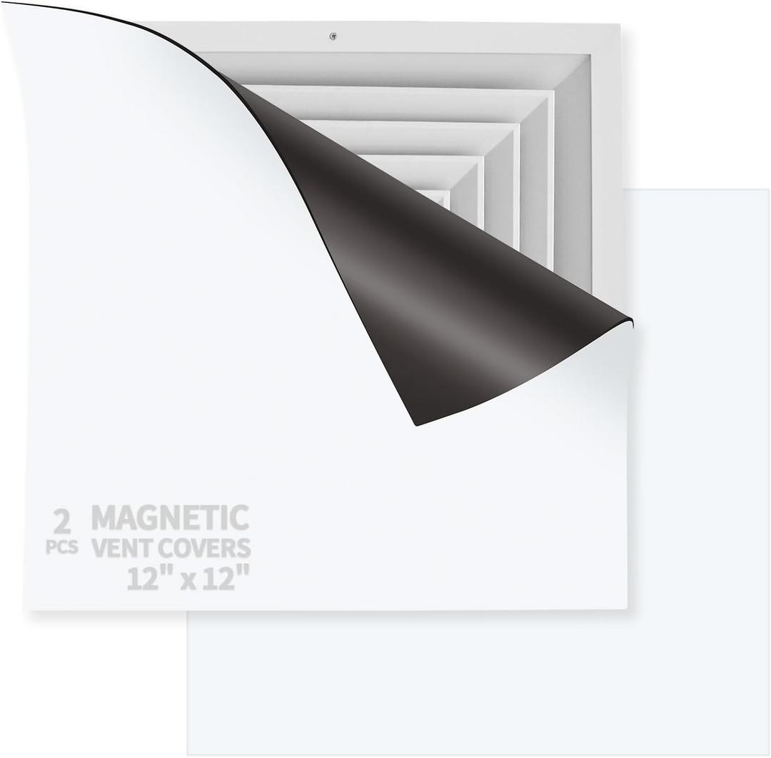 2 PCS Magnetic Vent Covers 12"X12" - Strong Magnetic Air Vent Covers for Ceiling/Wall/HVAC, White Square Vent Covers for Home & Rv (Fits Steel Vents)