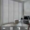 GoDear Design Adjustable Vertical Blinds for Sliding Doors, Extendable Track from 45.8" to 86" W, Trimmable Panel Curtains Up to 96", Semi-Sheer Panels with Shimmering Sequins, Diamond Silver