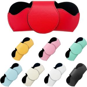 Sunglasses Holder for Car Visor, Magnetic Leather Automotive Glasses Case, Vehicle Sun Visor Eyeglasses Holder Protective Storage Box, Universal Interior Car Accessories (Red)