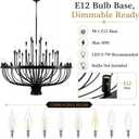 Large Black Wagon Wheel Chandelier 48-Light 47.2" for High Ceilings, 47.2in