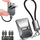 USB C Charger for iPhone 16/15 Charger Fast Charging, GaN Keychain Design Fast Wall Charger Block with 2 Pack USB C to C & C to Lightning Cable, Foldable and Compact for iPhone 17/16/15, iPad(Gray) (Silvery)